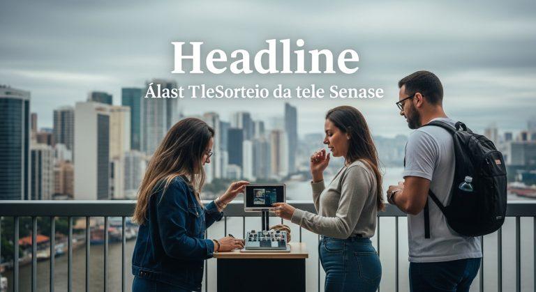 Traveler reviewing Tele Sena lottery tickets beside travel brochures at a Brazilian transport hub.